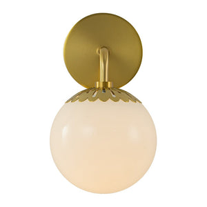 Chandelierias-1-Light Dewdrop Glass Globe Brass Modern Vanity Light-Wall Light-Brass ( Pre-order)-