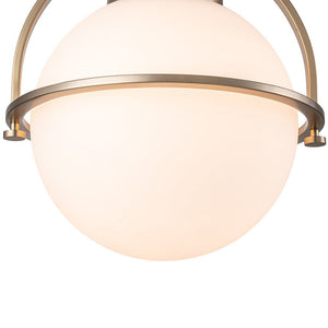 Chandelierias-1-Light Semi-Flush Mount with Matte Glass Globe Shade-Semi Flush-Brass-