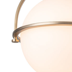 Chandelierias-1-Light Semi-Flush Mount with Matte Glass Globe Shade-Semi Flush-Brass-