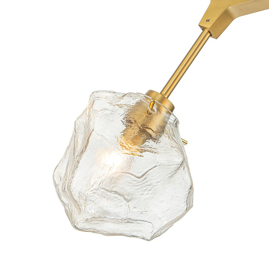 Chandelierias-10-Light Modern Ice Glass Cube Branch Linear Chandelier-Chandeliers-Brass (Pre-order & Arrive In 2 Weeks)-10 Bulbs