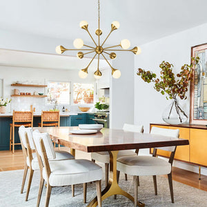 Chandelierias-12-Light Mid-century Opal Glossy Glass Sputnik Sphere Chandelier-Chandelier-Brass (Pre-order)-