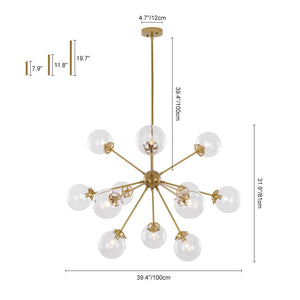 Chandelierias-12-Light Modern Sphere Sputnik Chandelier-Chandelier-Black-