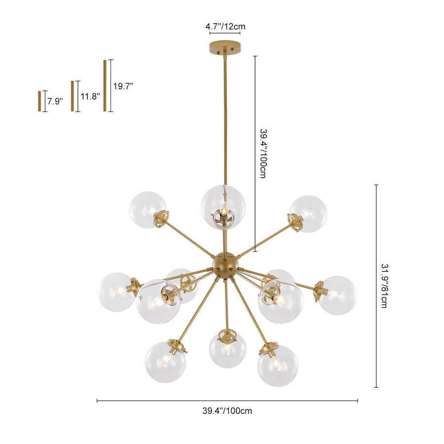 Chandelierias-12-Light Modern Sphere Sputnik Chandelier-Chandelier-Black-
