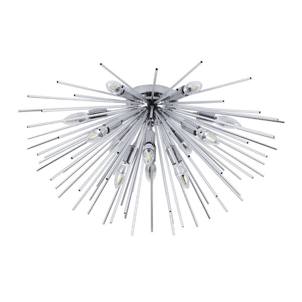 Chandelierias-12-Light Sunburst Flush Mount Ceiling Light-Flush Mount-Chrome-