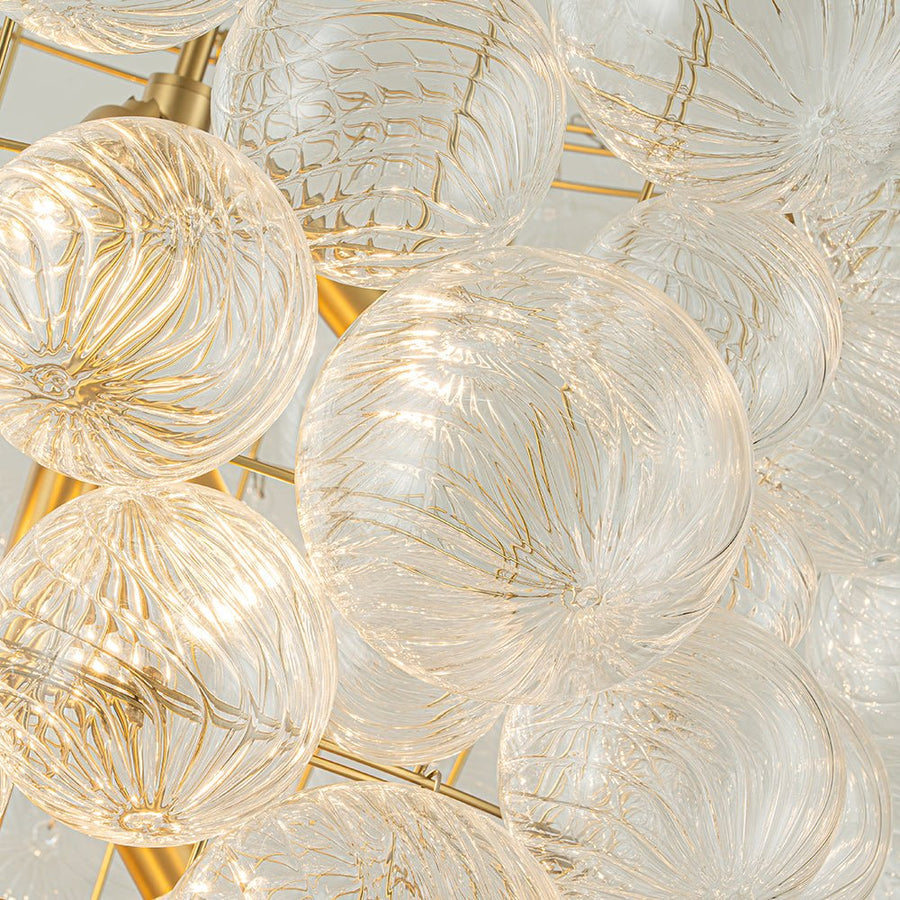 Chandelierias-12-Light Twisted Swirl Glass Cluster Bubble Chandelier-Chandeliers-Brass-12 Bulbs