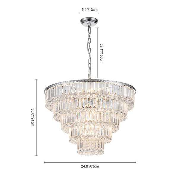 Chandelierias-17-Light Luxury Faceted Crystal Fringe Tiered Chandelier-Chandeliers-Chrome (Pre-order & Arrive in 3 Weeks)-