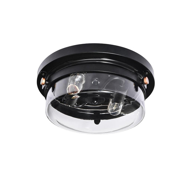 Chandelierias-2-Light Matte Black Drum Flush Mount-Flush Mount--