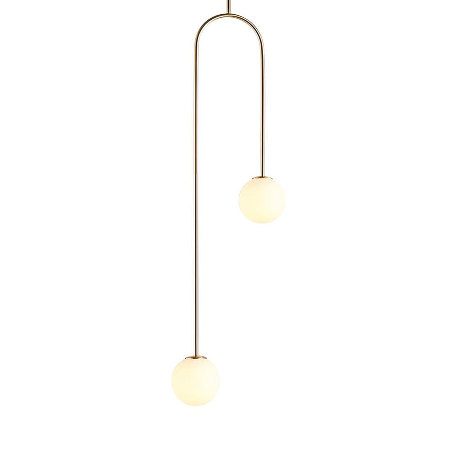 Chandelierias-2-Light Mid-Century Hanging Glass Globe Pendant-Pendant-Brass-