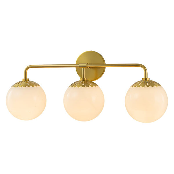 Chandelierias-3-Light Bathroom Opal Glass Globes Vanity Light-Wall Light-Brass (Pre-order)-