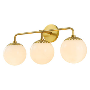 Chandelierias-3-Light Bathroom Opal Glass Globes Vanity Light-Wall Light-Brass (Pre-order)-