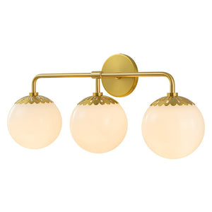 Chandelierias-3-Light Bathroom Opal Glass Globes Vanity Light-Wall Light-Brass (Pre-order)-