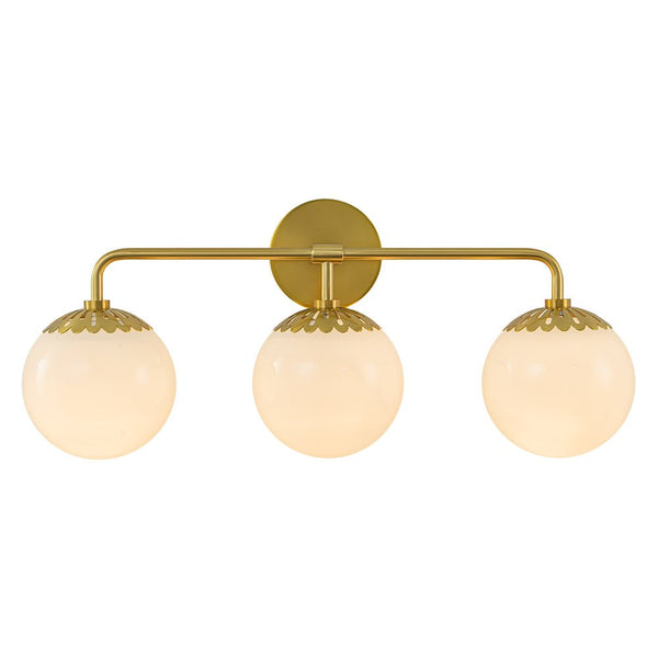 Chandelierias-3-Light Bathroom Opal Glass Globes Vanity Light-Wall Light-Brass (Pre-order)-