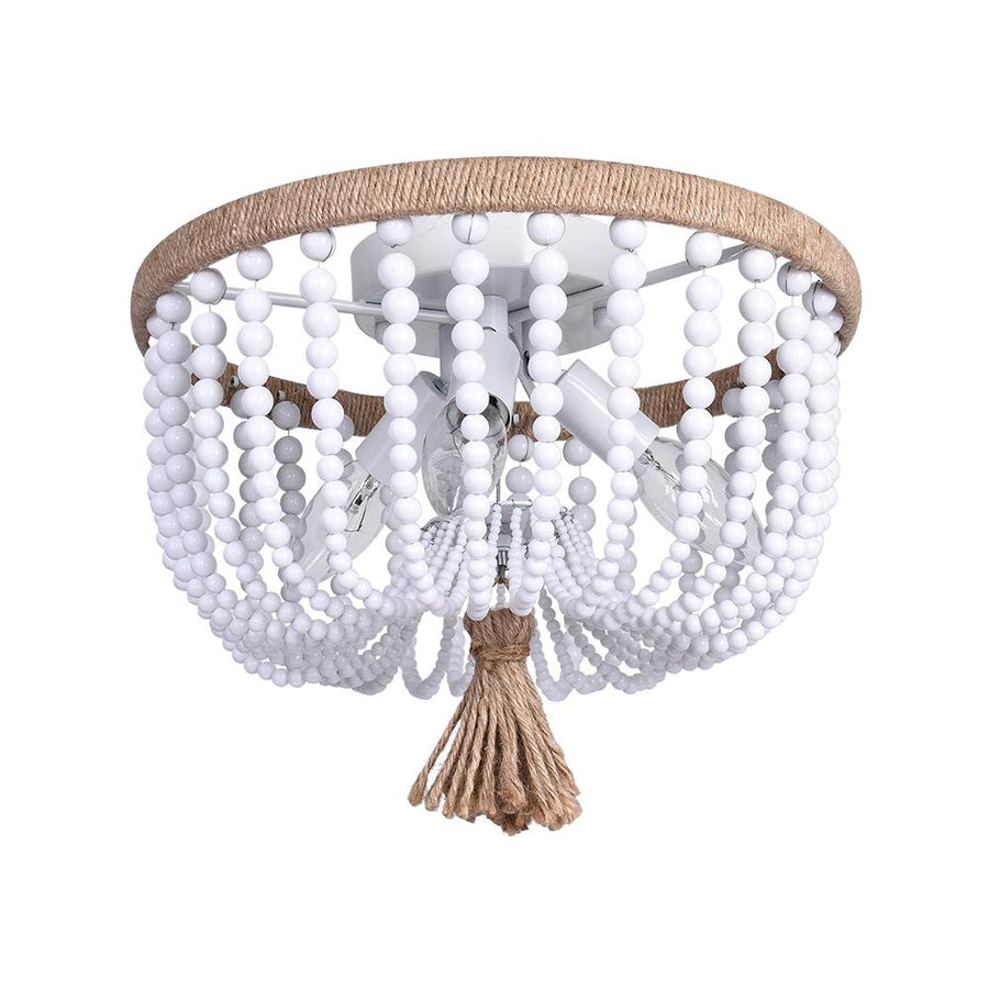 Chandelierias-3-Light Bowl Semi Flush Mount With Beads Accents---