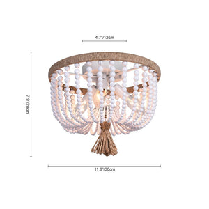 Chandelierias-3-Light Bowl Semi Flush Mount With Beads Accents---
