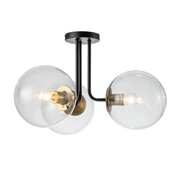 Chandelierias-3-Light Clear Glass Globe Semi-Flush Mount-Semi Flush--