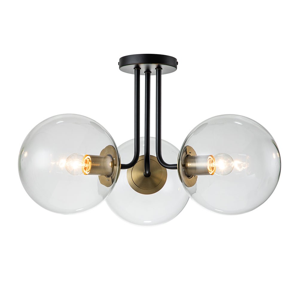 Modern 3-Light Clear Glass Globe Semi-Flush Mount | Chandelerias ...