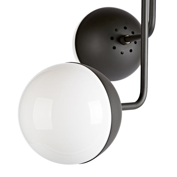 Chandelierias-3-Light Glass Globe Semi-Flush Ceiling Light-Semi Flush-3 Bulbs-Black