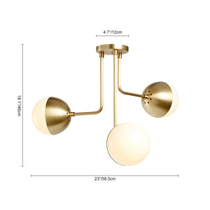 Chandelierias-3-Light Glass Globe Semi-Flush Ceiling Light-Semi Flush-3 Bulbs-Black