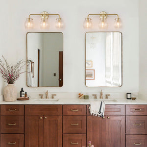 Chandelierias-3-Light Gold Seeded Glass Vanity Light-Wall Light--