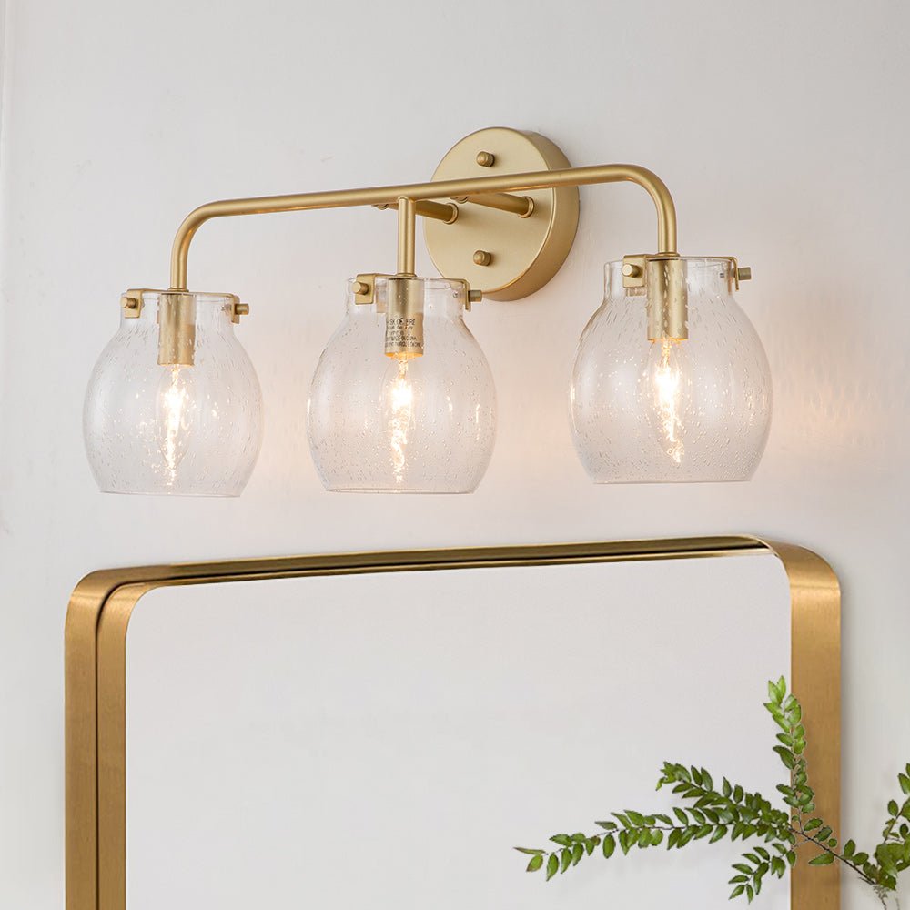 3Light Gold Seeded Glass Vanity Light Chandelierais, Wall Light For