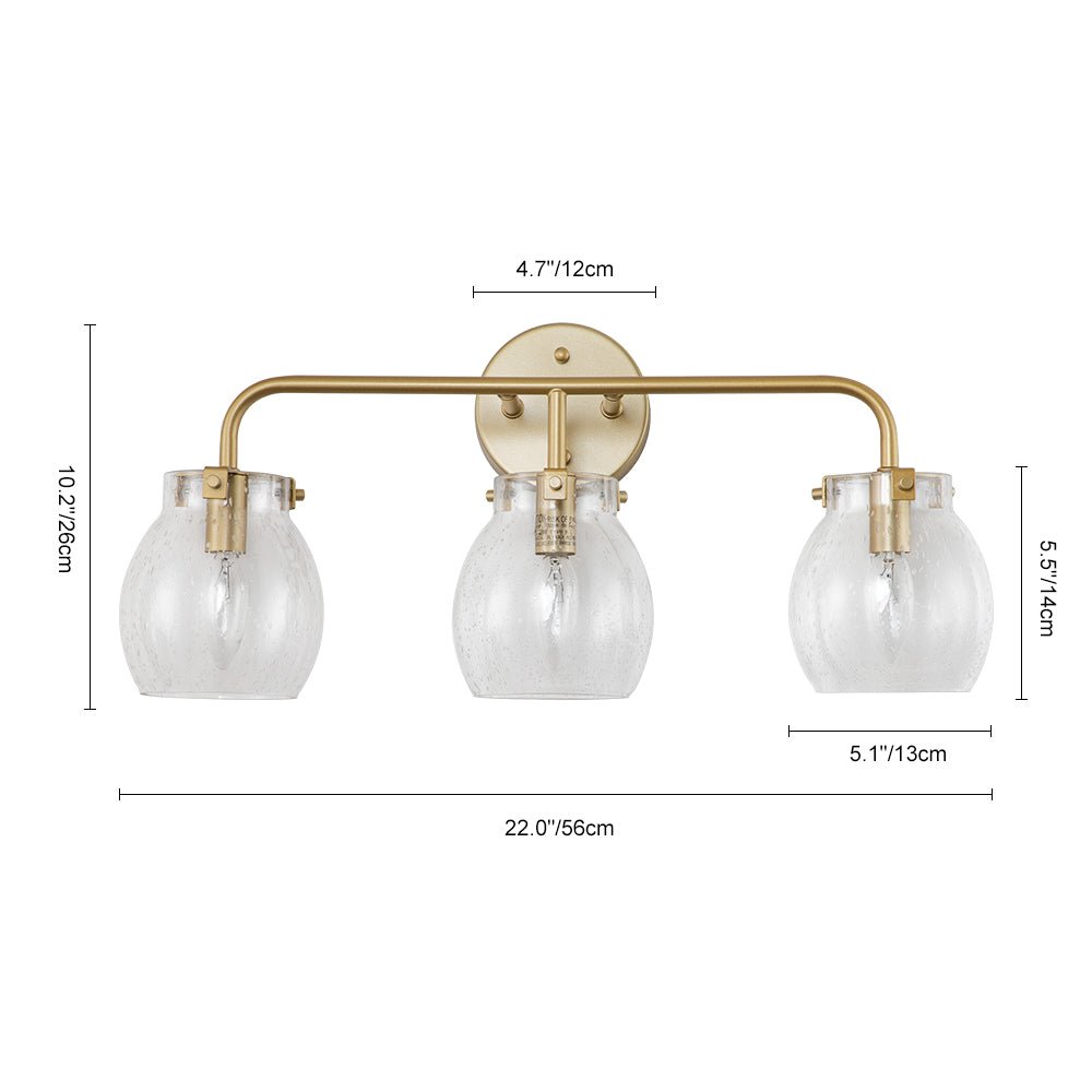 3-Light Gold Seeded Glass Vanity Light | Chandelierais, Wall Light For ...