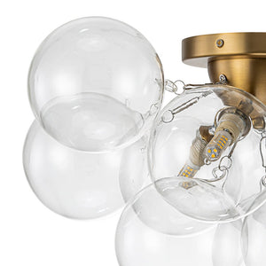 Chandelierias-3-Light Hand-blown Glass Cluster Bubble Semi-flush Mount-Semi Flush-Brass-