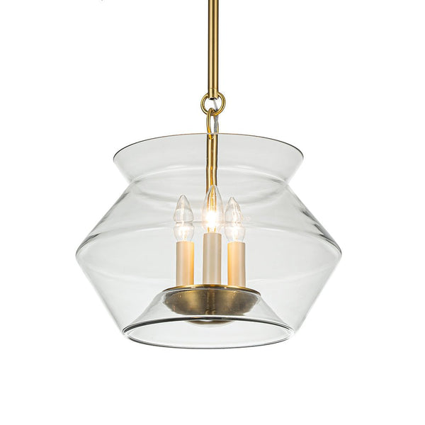 Chandelierias-3-Light Modern Clear Glass Pot Kitchen Island Pendant-Pendant-Brass-