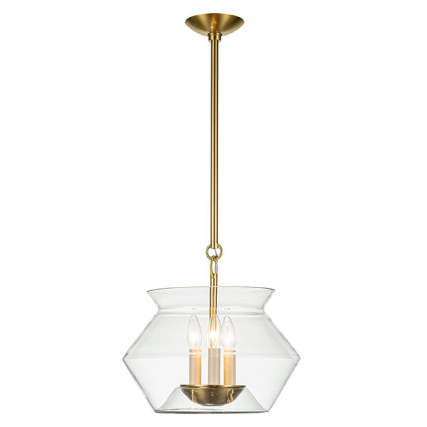 Chandelierias-3-Light Modern Clear Glass Pot Kitchen Island Pendant-Pendant-Brass-