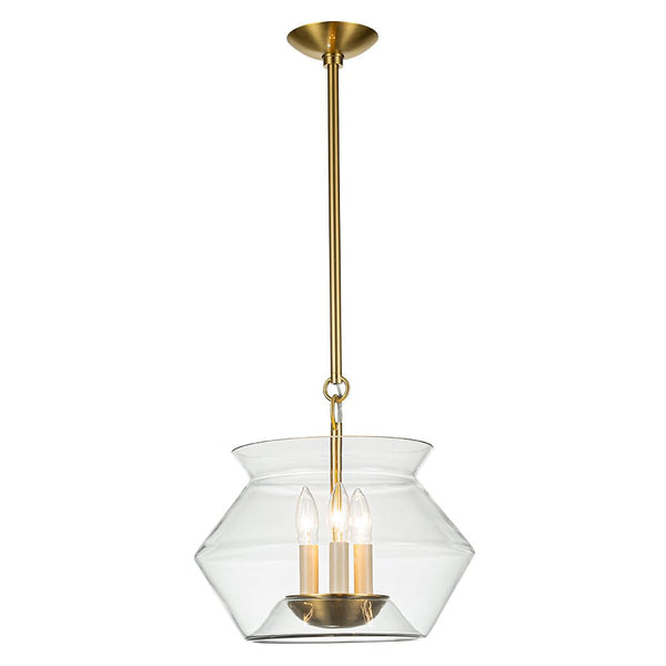 Chandelierias-3-Light Modern Clear Glass Pot Kitchen Island Pendant-Pendant-Brass-