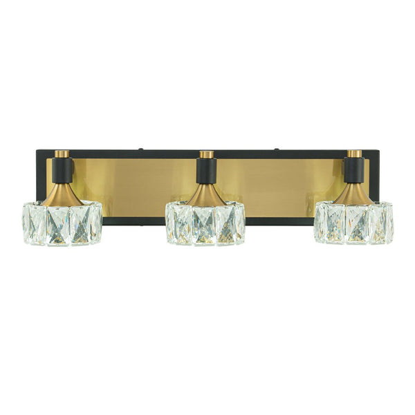 Chandelierias-3-Light Modern Dimmable LED Black & Brass Crystal Vanity Light-Wall Light-3-Light-