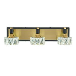 Chandelierias-3-Light Modern Dimmable LED Black & Brass Crystal Vanity Light-Wall Light-3-Light-