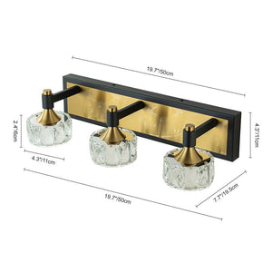 Chandelierias-3-Light Modern Dimmable LED Black & Brass Crystal Vanity Light-Wall Light-3-Light-