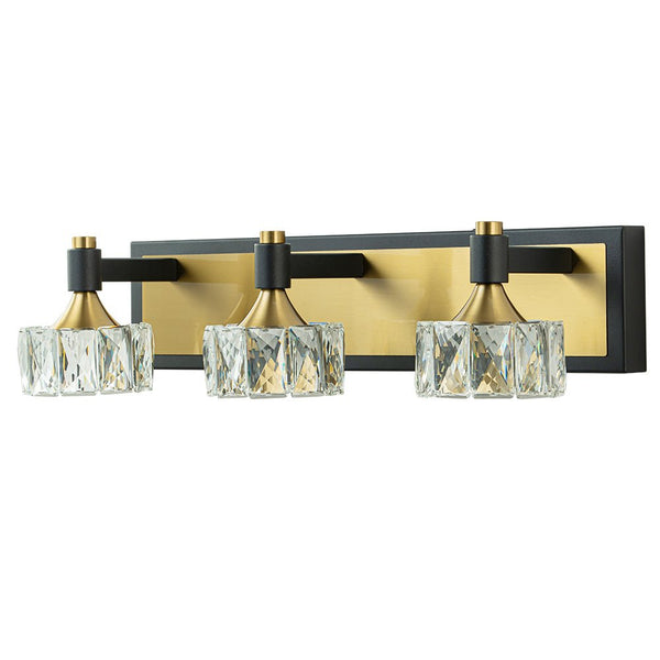 Chandelierias-3-Light Modern Dimmable LED Black & Brass Crystal Vanity Light-Wall Light-3-Light-