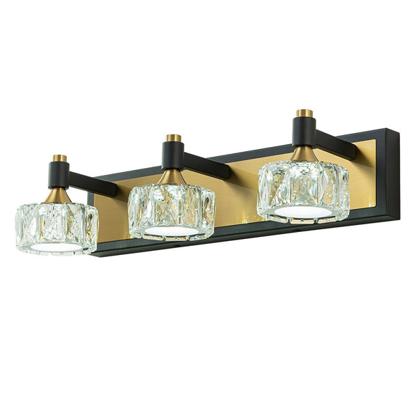 Chandelierias-3-Light Modern Dimmable LED Black & Brass Crystal Vanity Light-Wall Light-3-Light-