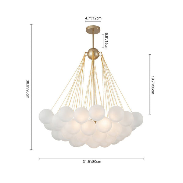 Chandelierias-3-Light Modern Frosted Glass Cluster Bubble Chandelier-Chandeliers-Black-