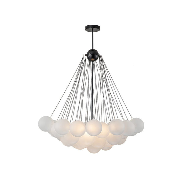 Chandelierias-3-Light Modern Frosted Glass Cluster Bubble Chandelier-Chandeliers-Black-