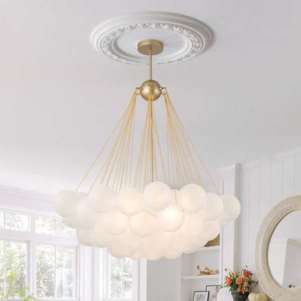 Chandelierias-3-Light Modern Frosted Glass Cluster Bubble Chandelier-Chandeliers-Gold-