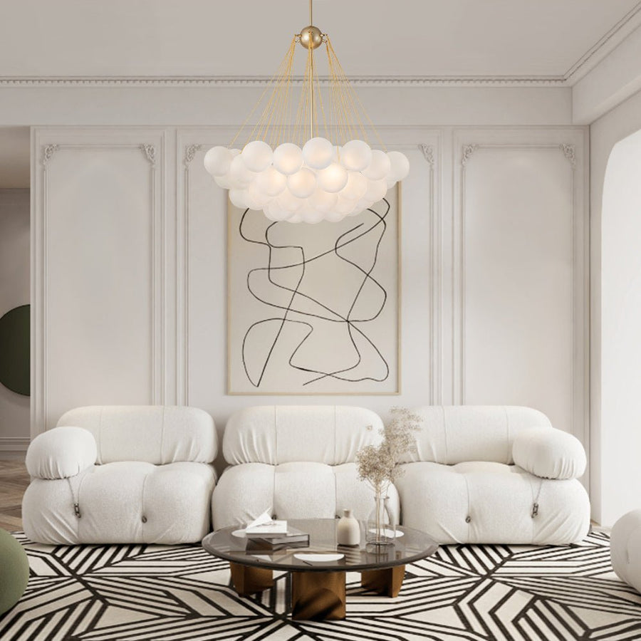 Chandelierias-3-Light Modern Frosted Glass Cluster Bubble Chandelier-Chandeliers-Gold-
