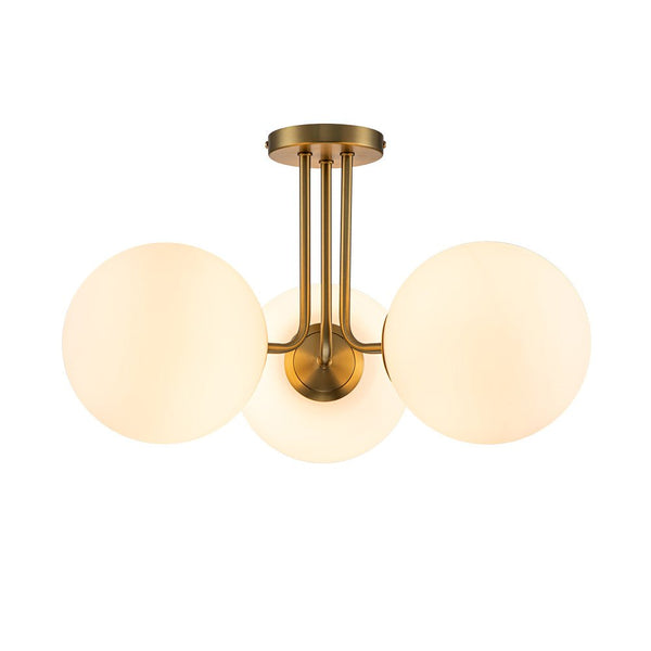 Chandelierias-3-Light Opal Glass Semi-Flush Mount-Semi Flush--