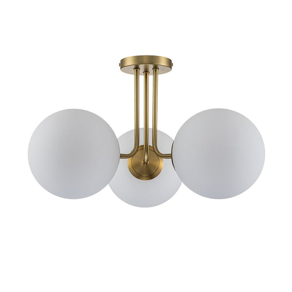 Chandelierias-3-Light Opal Glass Semi-Flush Mount-Semi Flush--