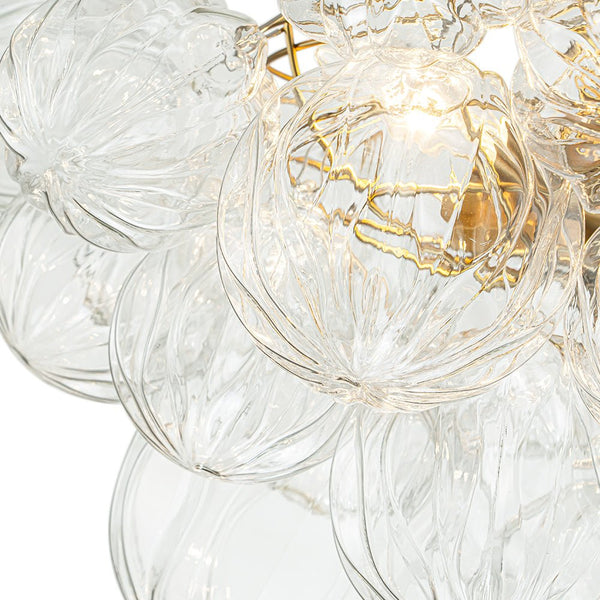 Chandelierias-3-Light Petals Textured Glass Bubble Semi-flush Mount-Chandeliers-Brass (Pre-order & Arrive in 2 Weeks)-