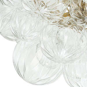 Chandelierias-3-Light Petals Textured Glass Bubble Semi-flush Mount-Chandeliers-Brass (Pre-order & Arrive in 2 Weeks)-