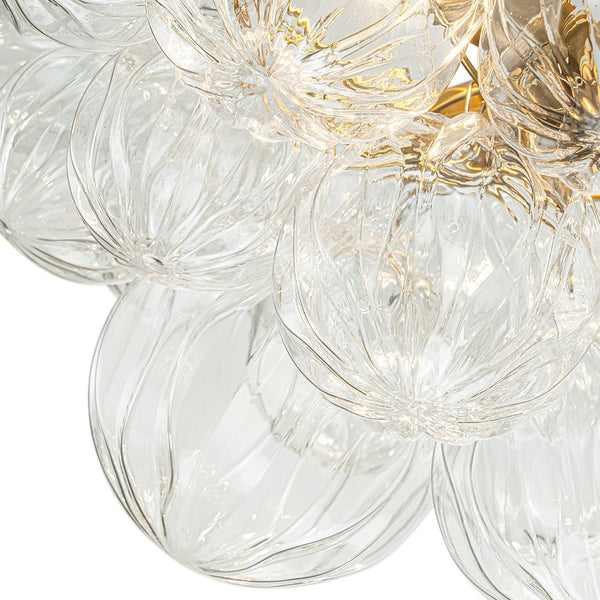 Chandelierias-3-Light Petals Textured Glass Bubble Semi-flush Mount-Chandeliers-Brass (Pre-order & Arrive in 2 Weeks)-