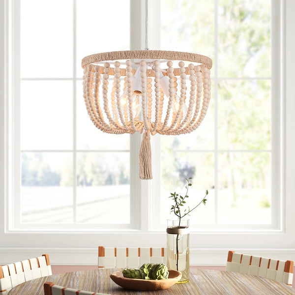 Chandelierias-3-Light Unique Beaded Accents Drum Chandelier-Chandelier--