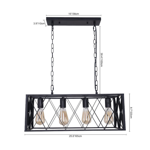 Chandelierias-4-Light Black Rectangle Kitchen Island Chandelier-Chandelier--