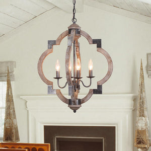 Chandelierias-4-Light Lantern Geometric Chandelier-Chandelier--