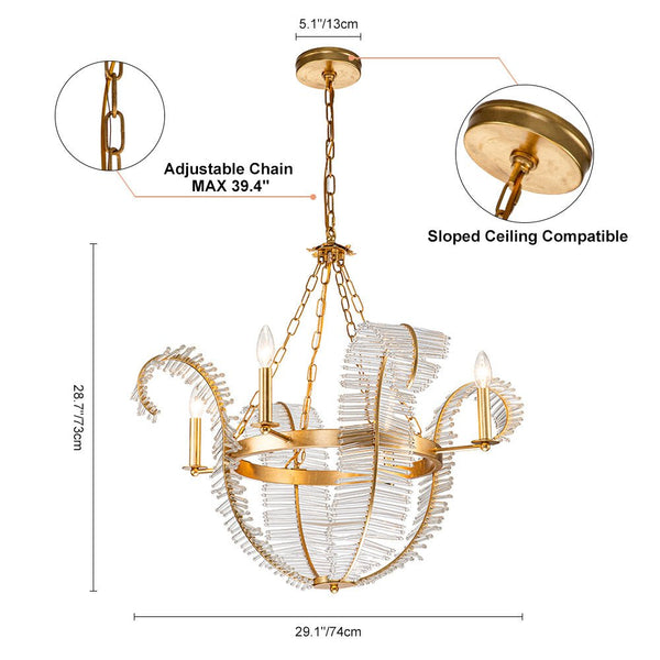 Chandelierias-4-Light Mid-century Decorative Candle Chandelier-Chandelier--