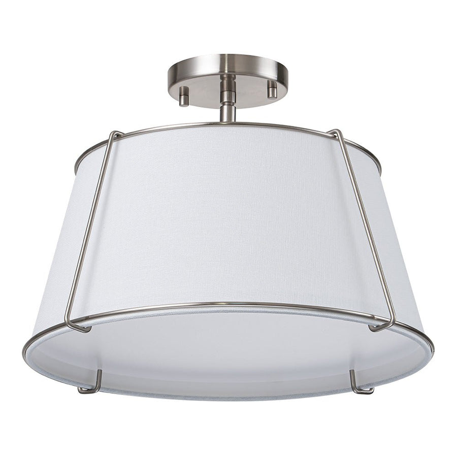 Chandelierias-4-Light Modern Off-white Linen Drum Semi-Flush Mount-Flush Mount-Nickel-