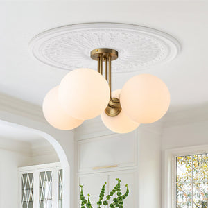 Chandelierias-4-Light Opal Glass Semi-Flush Mount-Semi Flush--