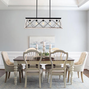 Chandelierias-5-Light Rectangular Kitchen Island Chandelier-Chandelier-Off-White-